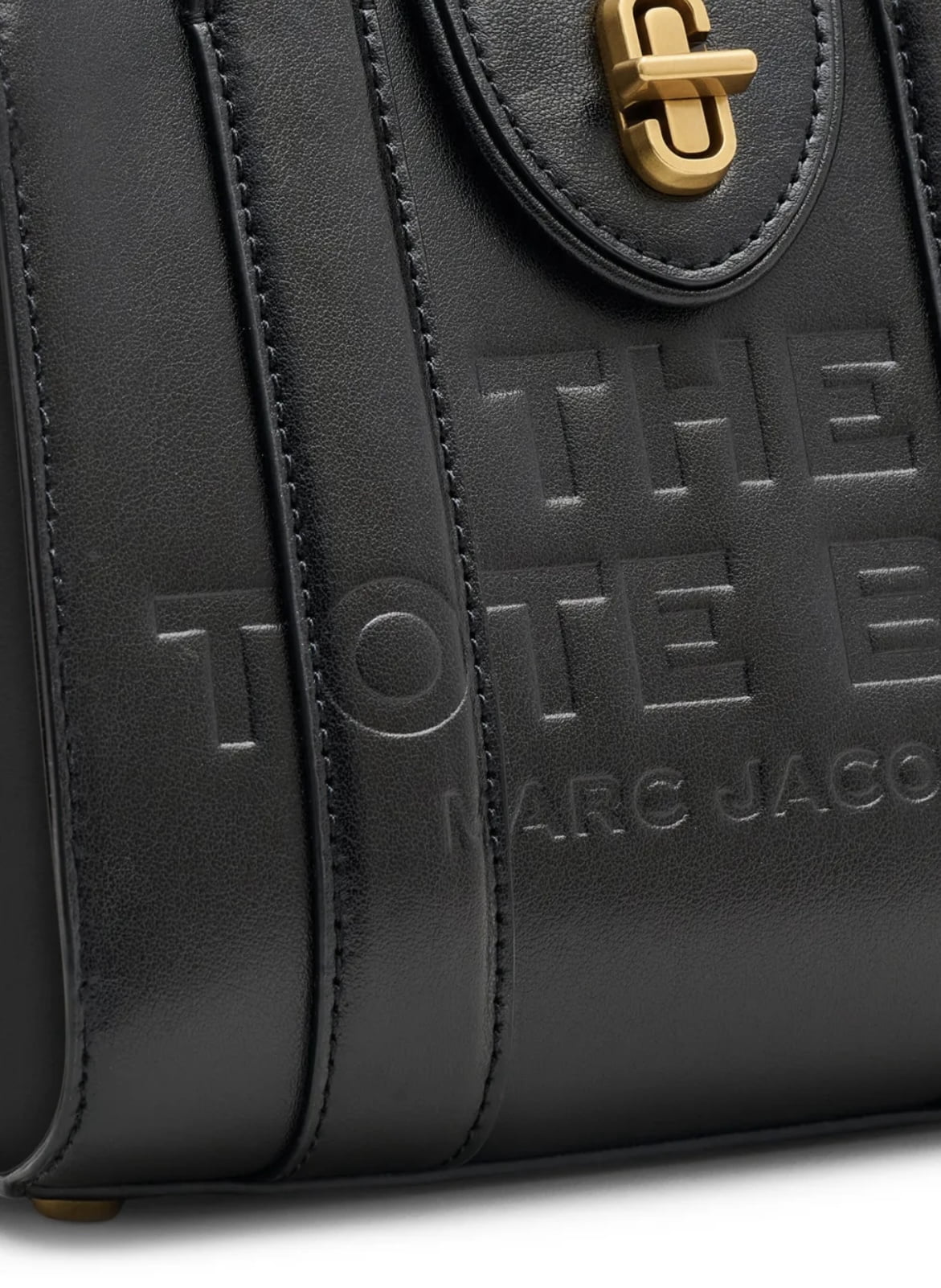 Marc Jacobs The Mini Turnlock Leather Crossbody Tote Bag In Black