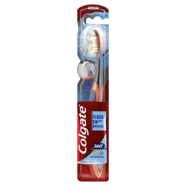 Colgate 360 Total Advanced Floss Tip Toothbrush, Medium