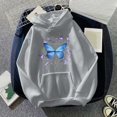 thumbnail image 2 of Gibobby Sudaderas universitarias con capucha Sudadera de mujer de manga larga con estampado diario Sudadera larga con capucha Sudadera con cordón Estampado （Gris， M), 2 of 4