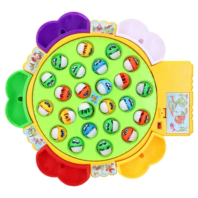 Fishing Game Play Set, 5 Poles ABS Rotating Fishing Game Board 24 Fish Hand Eye Coordination For Kids For Daily Playing
