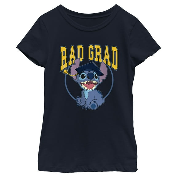 Girl's Lilo & Stitch Rad Grad Graphic Tee Navy Blue Small