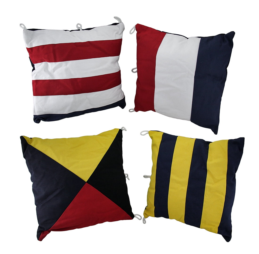 Set of 4 Nautical Signal Flag Decorative Throw Pillows 15 ...