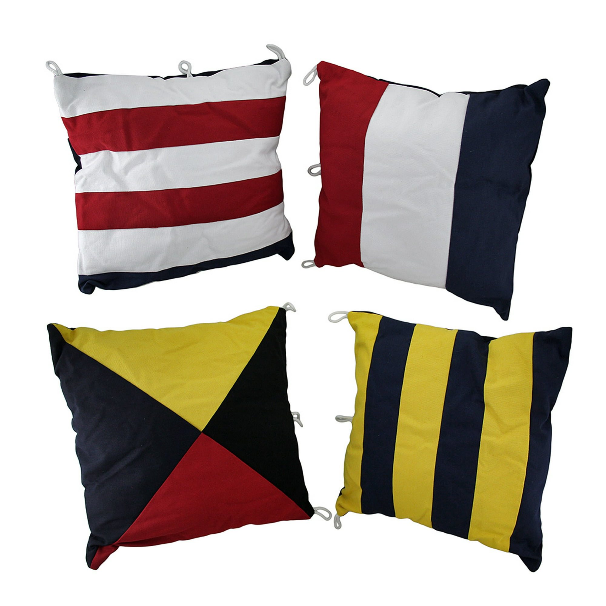 Set Of 4 Nautical Signal Flag Decorative Throw Pillows 15 In
