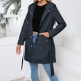 thumbnail image 2 of Ihhxva Windbreaker Jacket for Women Hooded Trench Coat with Pockets Adjustable Waist Women's Longline Lightweight Waterproof Casual Spring Outerwear S-3XL, 2 of 7