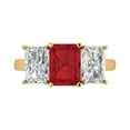 thumbnail image 2 of 4.0ct emerald cut red ruby 18k yellow gold 3 stone Bridal Wedding Engagement Promise Anniversary Ring for Women size 11, 2 of 7