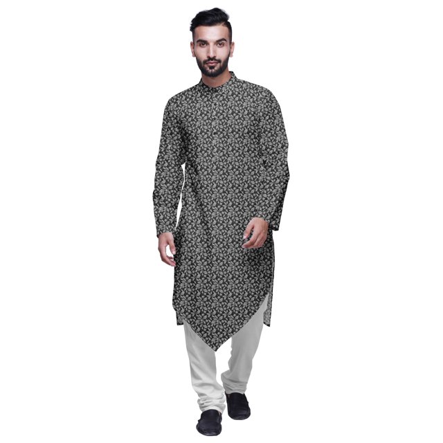Atasi Cotton Flex Asymmetrical Long Sleeve Kurta For Men Printed Designer Kurta