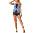 thumbnail image 2 of INSPIRE CHIC Women's Sleeveless Open Front Cardigan Vest Hollow Out Crochet Shrugs M Blue, 2 of 5
