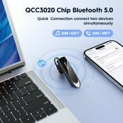 New Bee Bluetooth Headphones V5.0 Wireless (24H Talk Time/180D Standby) w/Mic, Dual Device Connectivity for iPhone/Android/Samsung/Laptop, Business Trucker Headsets,Black