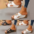 thumbnail image 2 of Womens Wedge Sandals White Comfy Lightweight Open Toe Low Heels Womens House Shoes Memory Foam Braided Espadrilles for Women Ankle Strap Beach Sandals Summer Shoes, 2 of 9