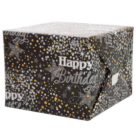 Unique Industries Glittering Multi-color Paper Birthday Gift Wrap Paper, 1800 sq ft.