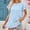 Light Blue, variant on Njoeus Women's Ruffle Short Sleeve Tops Summer Casual Flowy Blouse Crewneck Shirts Solid Color Cute Loose Tunic Tops