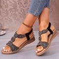 thumbnail image 4 of Gspmoly Sandales pour Femmes, Mode Femmes Décontractées Bout Rond Sandales Confort Plage Sandales Décontractées Chaussures Sandales pour Femmes Noir 40, 4 of 9