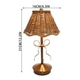 thumbnail image 3 of Cordless Rattan Table Lamp,Small Wicker Lamp,Vintage Boho Desk Lamp,Rechargeable LED Reading Light,Touch Lamps for Nightstand Farmhouse Office,Orange-brown PC Shade, 3 of 7
