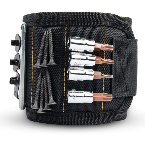 Magnetic Wristband with 15 Strong Magnets for Holding Screws Nails Drill Bits Holding Tools Best Unique Tool Gift for DIY Handyman Father Dad Husband Boyfriend Men Women,2 years Warranty