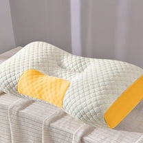 EazyTech Ergonomic Memory Foam Neck Pillow for Cervical Support Washable Travel & Home Pillow for Adults and Teens,16x25in Yellow