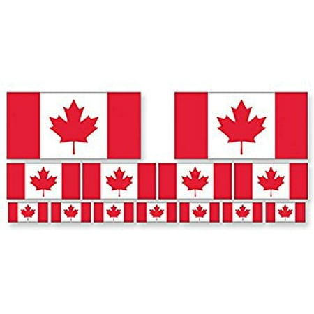 SHEET of Multiple Size Canadian Flag Sticker Decal ics (scrapbooking small canada) Sizes: 2@ 2x4 inch; 4@ 1x2 inch; 7@.5x1 - Scrapbook Decal Sticker