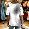 thumbnail image 4 of Neewe Women's 2026 Spring Summer Polk Dot V Neck Short Sleeve Pullover Blouse Off Shoulder T-Shirts, 4 of 6
