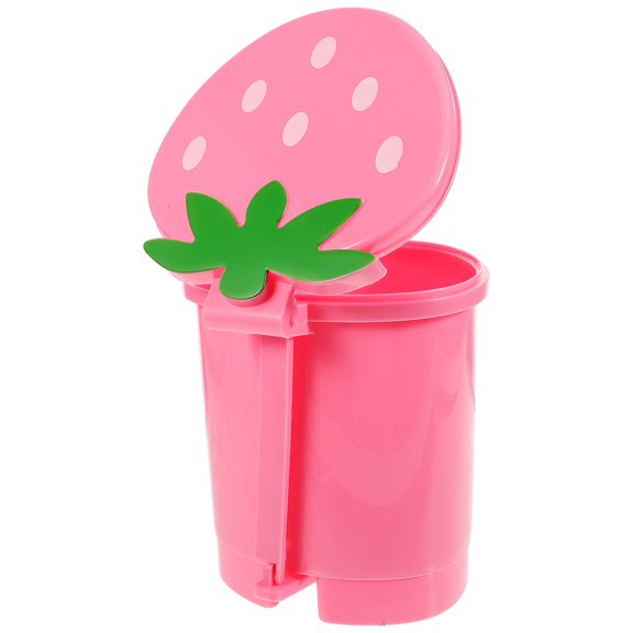 PAMINGONO Kawaii Desktop Waste Bin Trash Bin Pink Plastic 1Pcs for Office Use