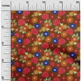 thumbnail image 2 of oneOone Polyester Spandex Maroon Fabric Abstract Retro Floral Craft Projects Decor Fabric Printed By The Yard 56 Inch Wide, 2 of 4