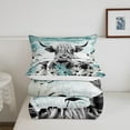 thumbnail image 5 of Highland Cow Print Comforter Set Twin,Teal Western Farmhouse Bedding Sets Rustic Home Decor,Longhorn Cattle Farm Animal Bed Set Grunge Daisy Flower Quilt Cowboys Gifts, 5 of 7