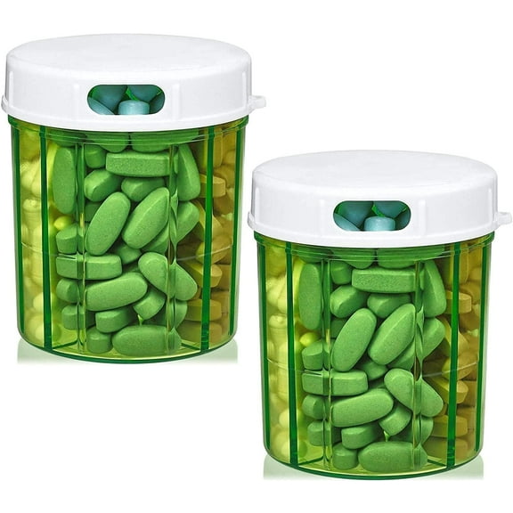 MEDca Round Daily Pill Organizer with 2-Pack Plastic Pill Boxes, Multicolor