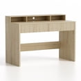 thumbnail image 7 of Joyyskill 47" Executive Desk with Fluted Drawer, Modern Home Office Desk with Long Monitor Stand and 2 Drawers, Computer Writing Desk for Study Office Vanity, Light Oak, 7 of 7