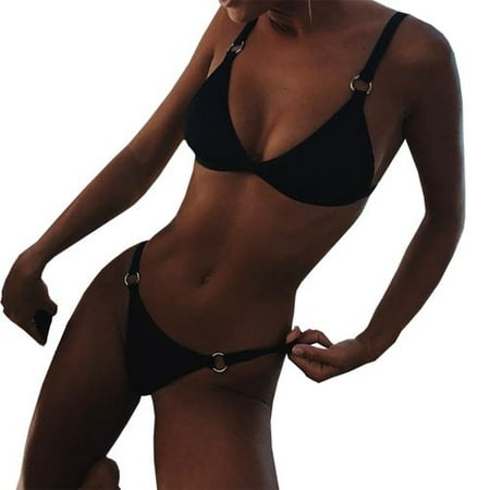 Fancyleo 1Pcs Women's Triangle Bikini Bathing Suit Solid Color Chest Pad (Best Bathing Suit For Flat Chest)