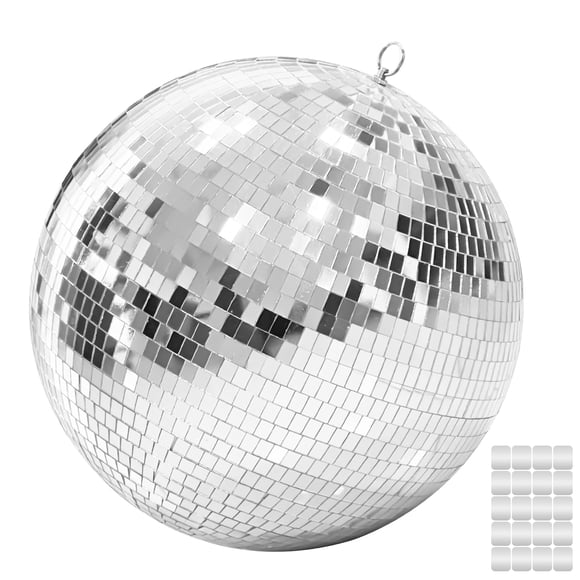 16 Inch Mirror Disco Ball, Large Mirror Ball for Disco Party Decorations, Silver Big Hanging Disco Ball Decor Ornaments with Hang