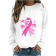 thumbnail image 2 of CLOISE Pink Breast Cancer Sweatshirt Women Breast Cancer Support Sweatshirts Ribbon Oversized Crew Neck Long Sleeve Hoodie Cancer Awareness Shirts Loose Pullover Blouses in October Outfits White XL, 2 of 4