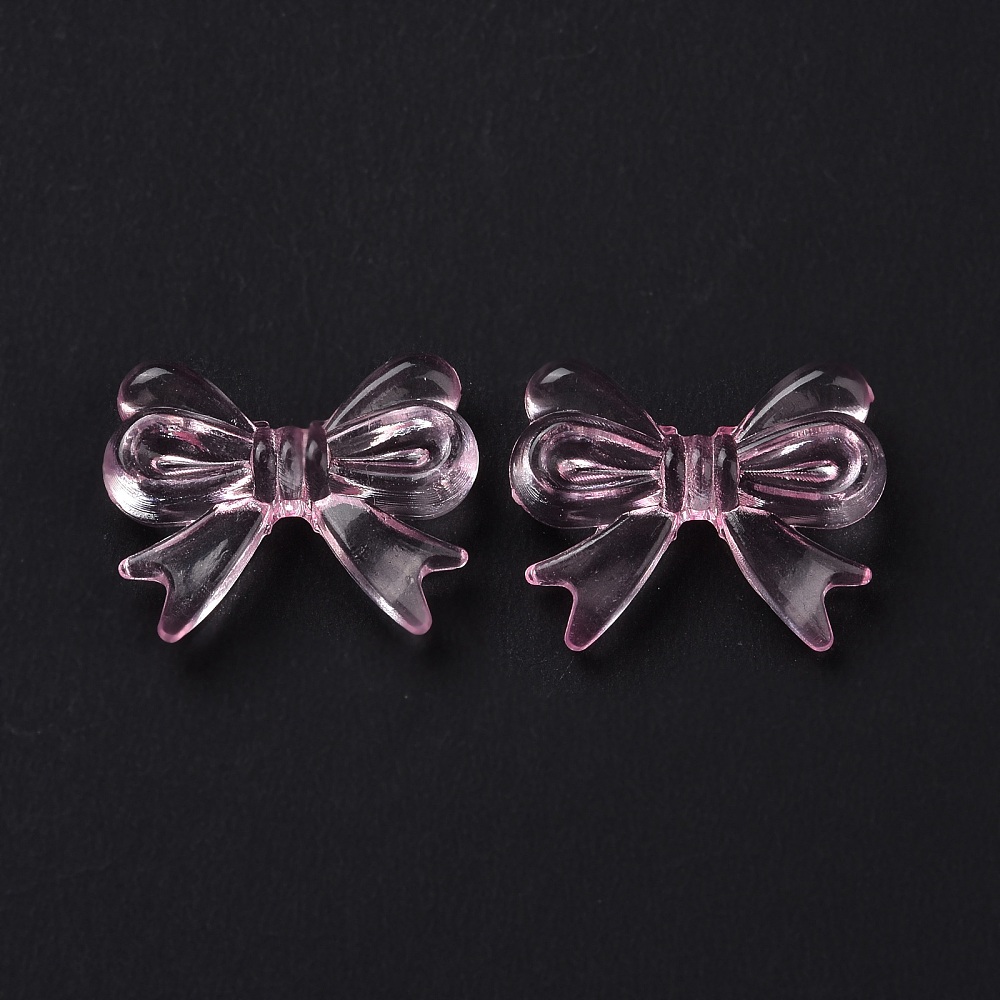 500gs Transparent Acrylic Beads Bowknot Lavender Blush 14x18x4.5mm Hole: 2mm about 917pcs/500g