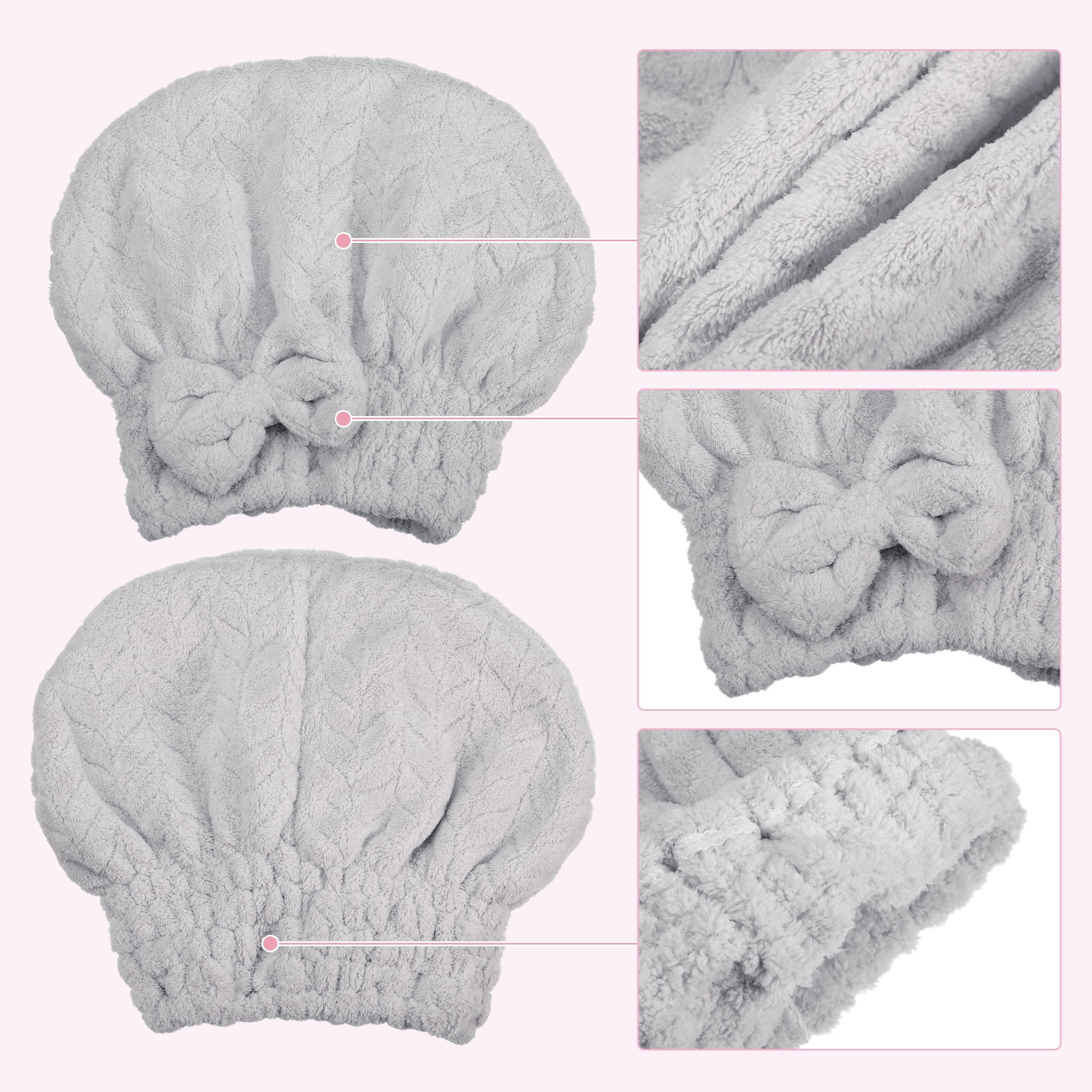 Unique Bargains Diamond Shape Hair Drying Towel Dry Cap Quick Drying Lightweight Gray