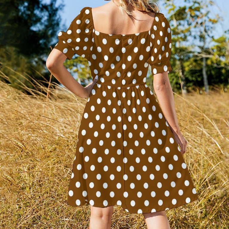 white christmas dresses Plus Size Chocolate Brown Polka Dot Long Sleeve Midaxi Dress – Fashion//SZN main image 1