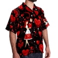 thumbnail image 2 of Valentine's Day Love Men's Button Down Casual Hawaiian Print Short Sleeve Summer Beach Shirt, 2 of 6