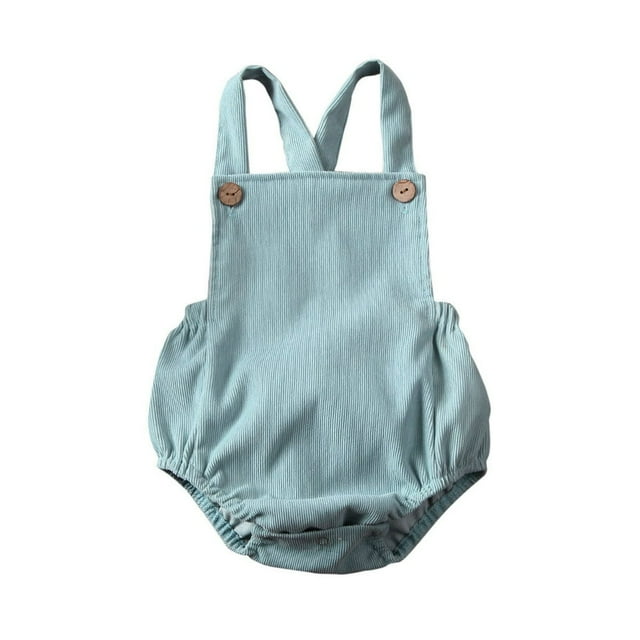 Newborn Baby Corduroy Sleeveless Romper Solid Color Backless Jumpsuit