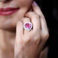 thumbnail image 4 of Rosec Jewels Lab Grown Pink Sapphire Heart Engagement Ring - 5.6 Carat - Pink Sapphire Diamond Ring - AAAA Grade Certified, 10K White Gold, US 6.00, 4 of 9
