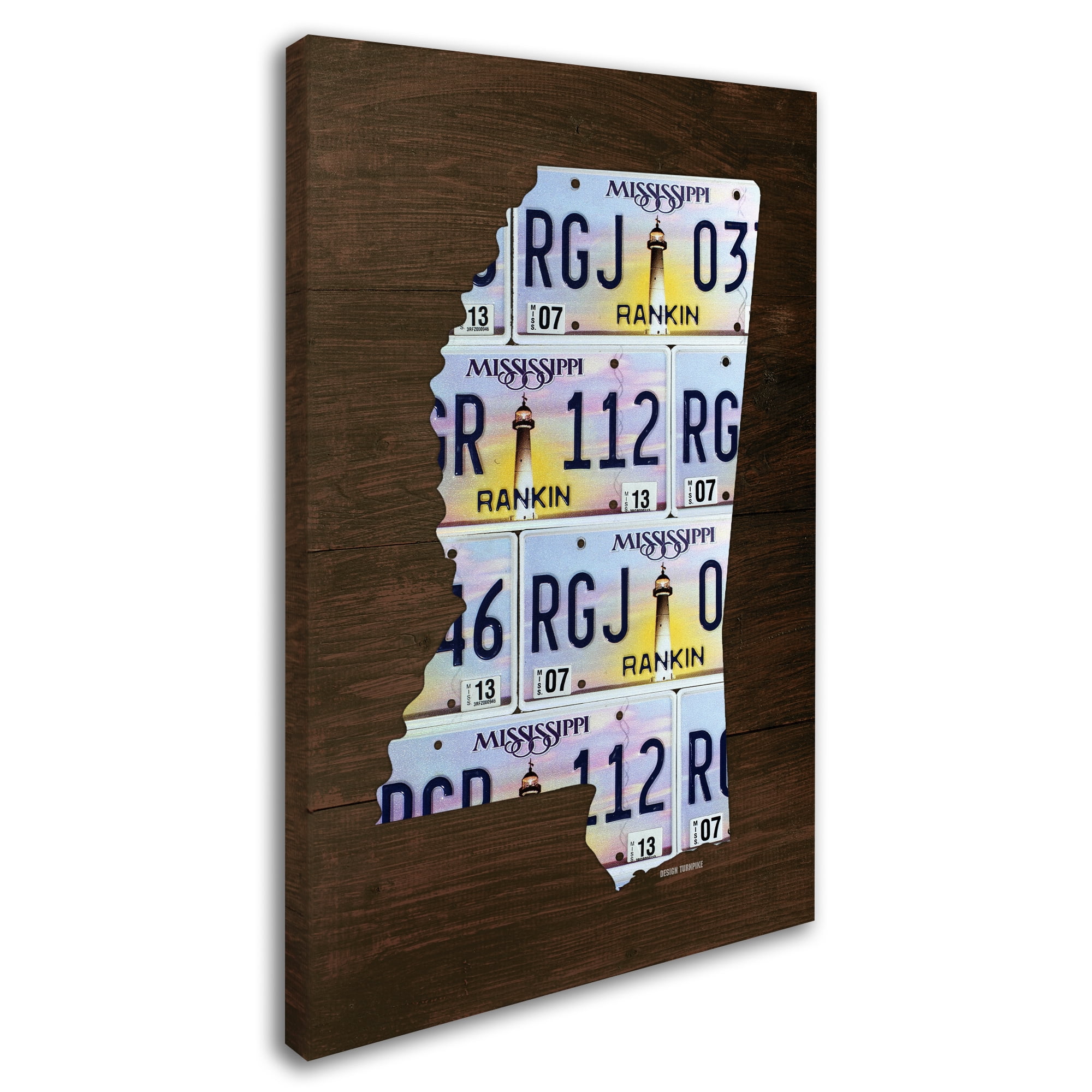 Trademark Fine Art 'Mississippi License Plate Map' Canvas Art by Design Turnpike