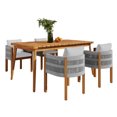 thumbnail image 3 of Christopher Knight Home 5-Piece Outdoor Dining Set with 63" Wood Table, 4 Rope Back Patio Chairs, Gray Cushion, 3 of 14