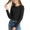 thumbnail image 4 of Favoffer Girls Undershirts Kids Long Sleeve Dance Velvet Inner Winter Solid Color Long Sleeve Base Layer Tops Fleece-Lined Slim Fit Tees Toddler Teen 1-15Y, 4 of 7