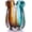 Teal and Amber, variant on Hand Blown Glass Vase, Murano-Style Colorful Art Glass Centerpiece, Heavy Large Wide Mouth Ruffle Rim, Teal Turquoise and Amber, and Wedding Decorations Living Room Decor (7.48in)
