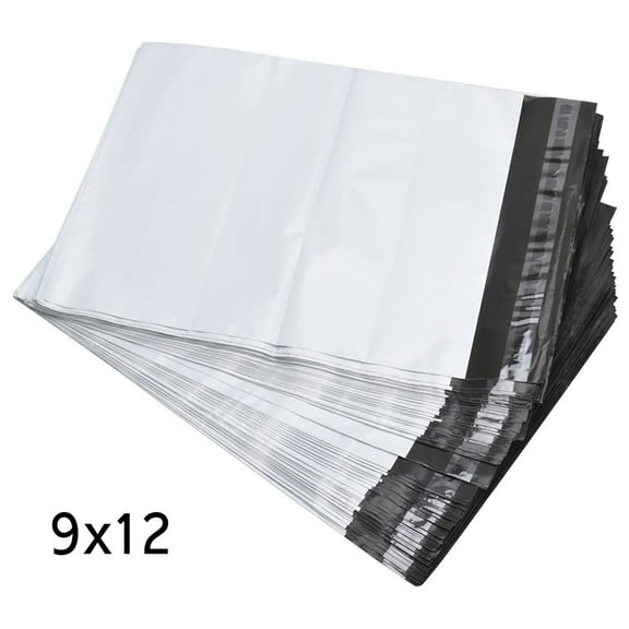 SJPACK Waterproof Poly Self-Sealing Envelopes Mailers Bag, 9"x12", White, 100 Count