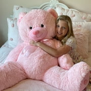 MorisMos 4ft Giant Pink Teddy Bear Stuffed Animal, Big Teddy Bear Plush