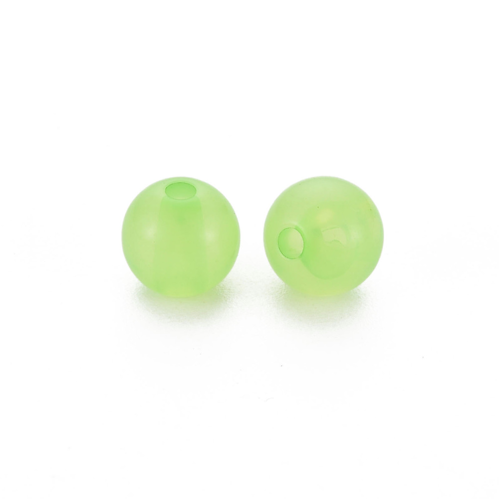 Imitation Jelly Acrylic Beads Round Light Green 8x7.5mm Hole: 1.8mm 1745pcs/500g