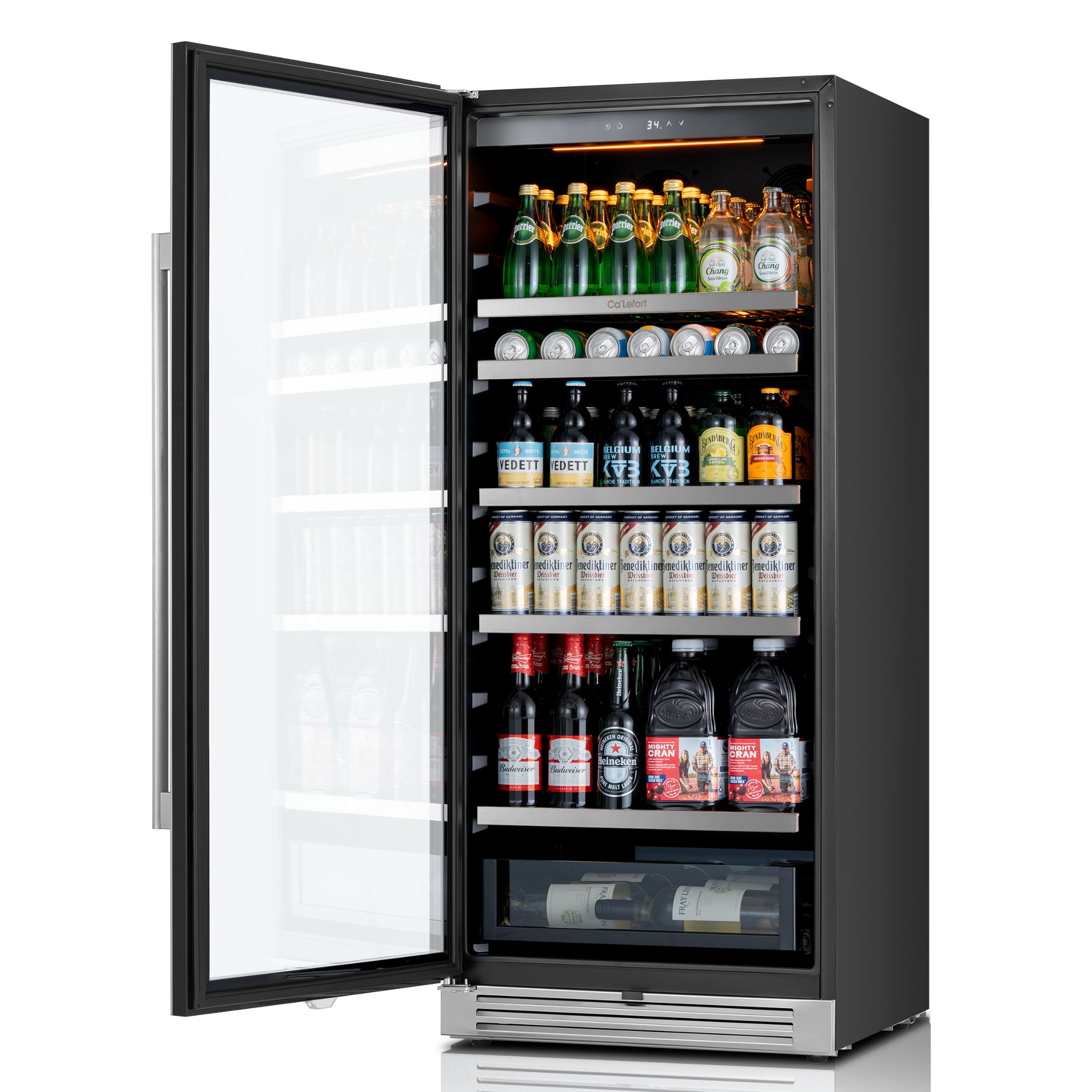Calefort 328 Cans Beverage Refrigerators,Freestanding or Built-In Beverage Cooler with Glass Door for Home,Bar,Office