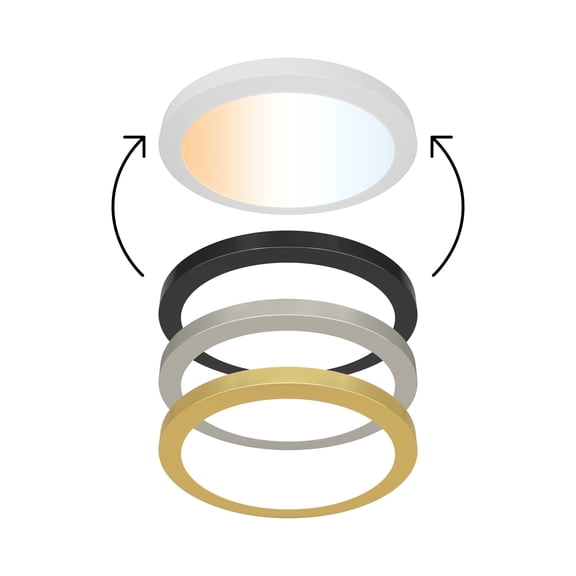 ULTRALUX LED Flush Mount Ceiling Light 7” (1 Pack) - Edgelit, Dimmable 5 CCT Adjustable Color Temperature with 3 Magnetic Trim Rings