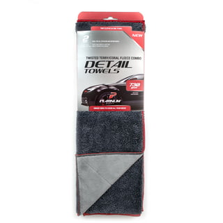 Platinum Series Twisted Terry Super Absorbent Car Drying Cleaning Towel, 2 Count, Red, Gray
