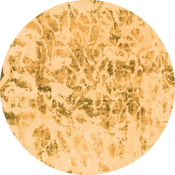 Ahgly Company Indoor Round Abstract Orange Modern Area Rugs, 7' Round