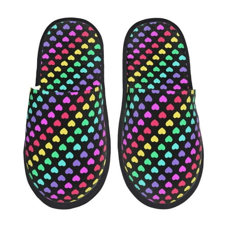 

Pofeuu Rainbow Hearts Print EVA Fuzzy House super light Slippers Slippers Scuff Outdoor Indoor Warm Cozy Plush Bedroom Shoes Soft Flat Comfy Anti-Slip-Large