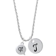 thumbnail image 1 of Delight Jewelry Silvertone Text Chat - qt - Cutie - Silvertone Script Initial Disc - T - Charm Necklace, 20"+3", 1 of 4