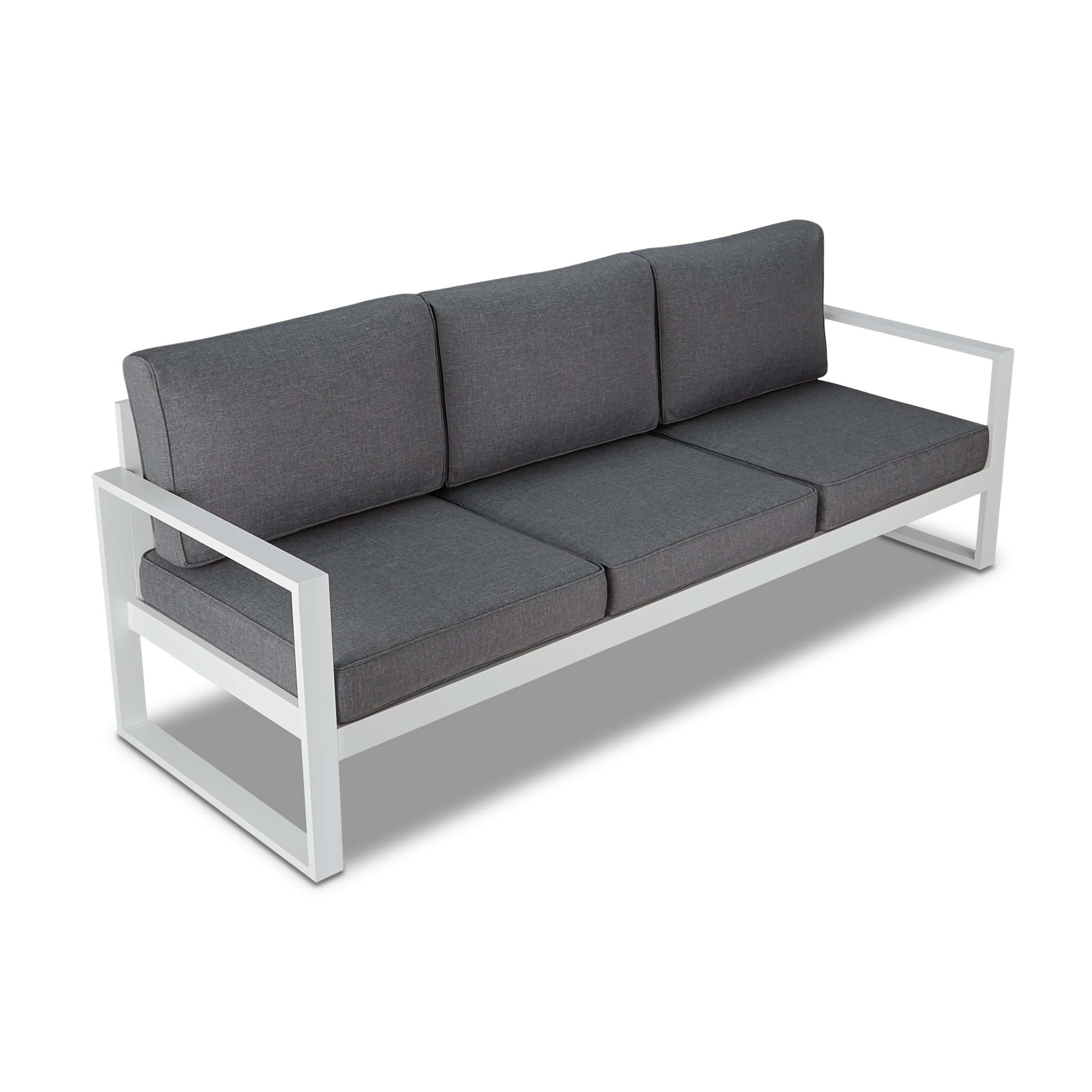 Real Flame 9621 Baltic Outdoor 3 Seat Sofa - White Frame with Gray Cushions