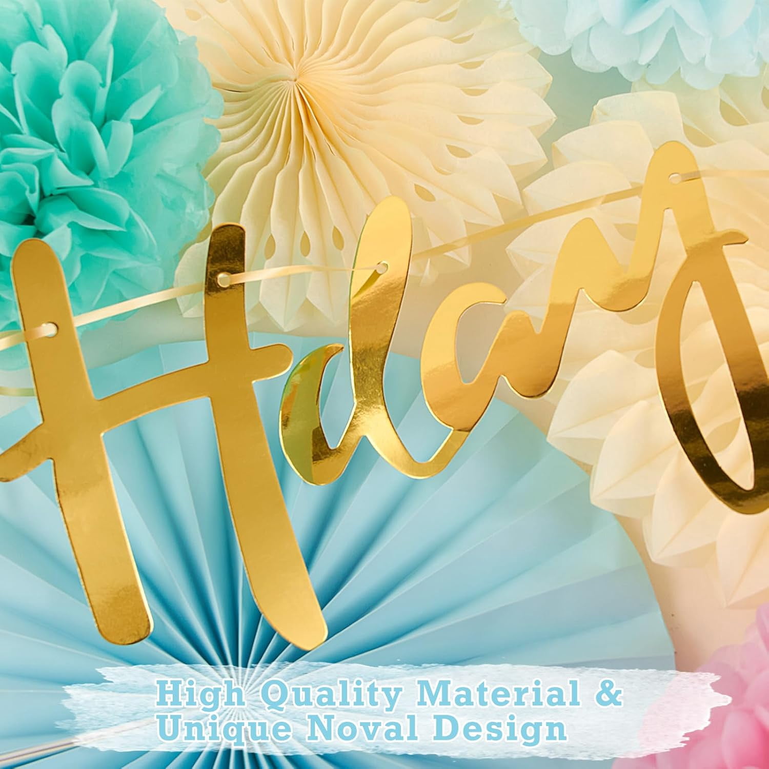 Pastel Birthday Party Decorations for Girls Women with Happy Birthday Banner Pastel Paper Fans Tissue Pom Poms Lantern Decorations Birthday Decorations Kit